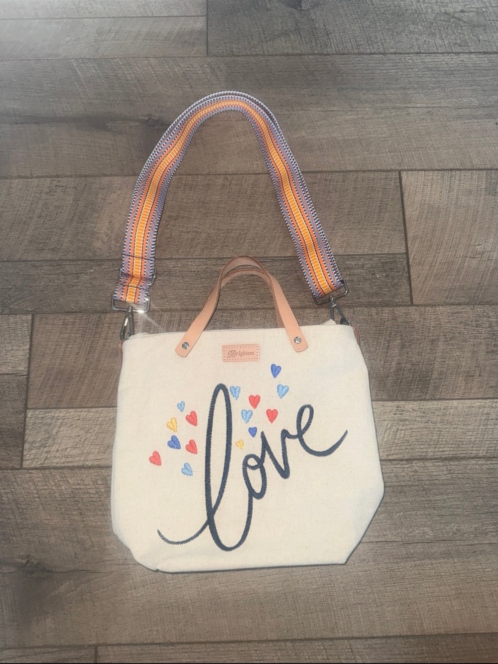 Brighton Love Embroidered Messenger Bag